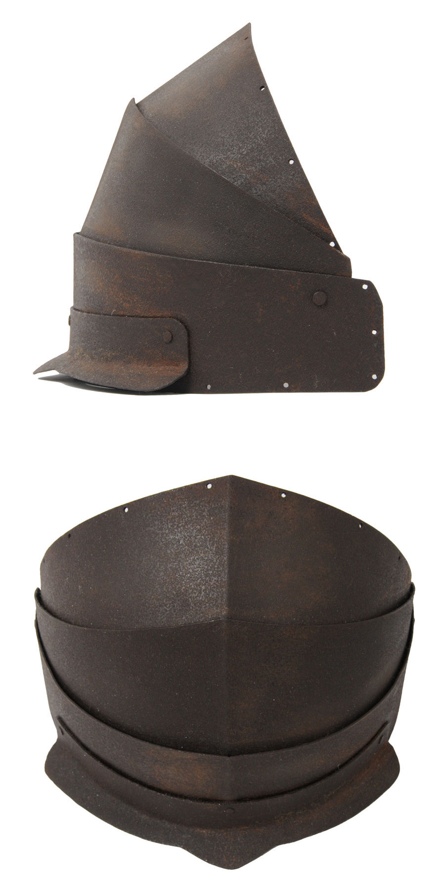 簡易兜の美】 江戸時代後期 鉄錆地四枚畳鉢金（検索：刀・太刀・鍔