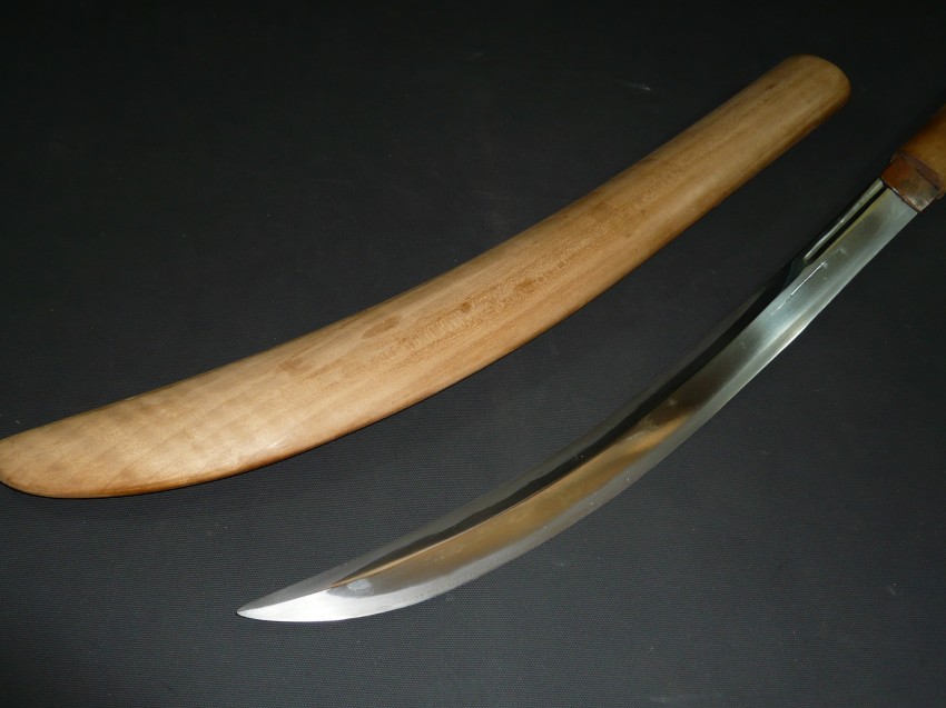 D:薙刀 両刃 無銘 白鞘 90cm 刀身37.6cm 江戸時代:D - 美術